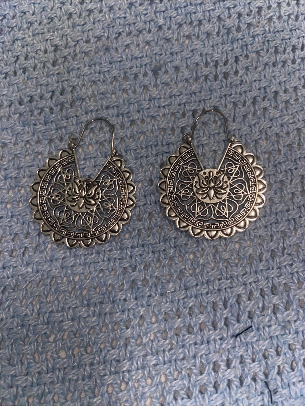 Artisan Silver Floral Filigree Hoop Earrings